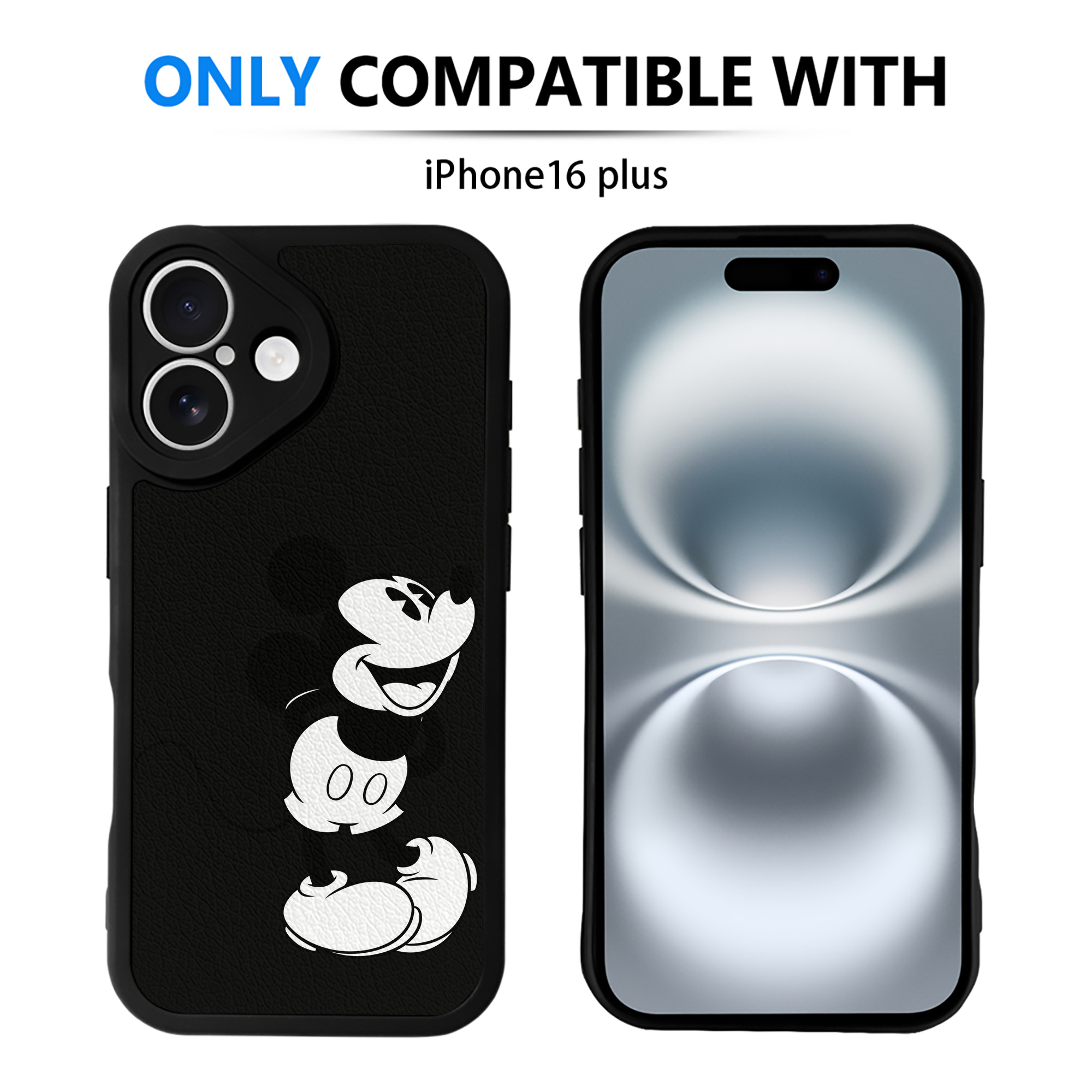 （画像用） ミッキーマウス Mickey Mouse 【iPhone 16シリーズ対応】シリコンスマホケース（レザー調） 材質：シリコン